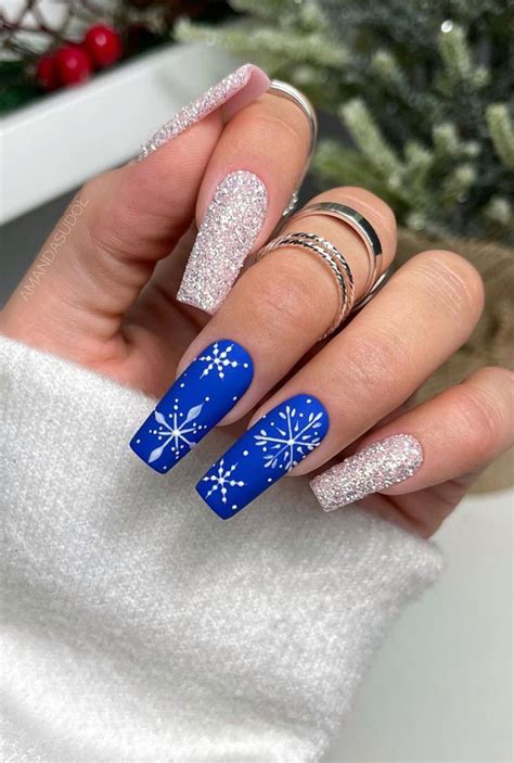 50 Festive Holiday Nail Designs And Ideas Bright Blue And Silver Nails