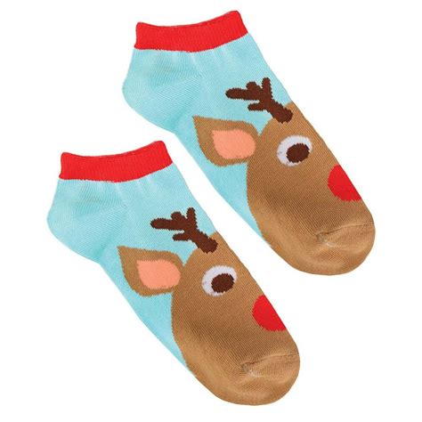 Reindeer No Show Adult Christmas Animal Holiday Socks