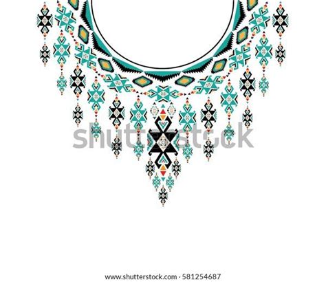 An Ethnic Style Necklace With Beads And Geometric Shapes On White Background Suitable For Use