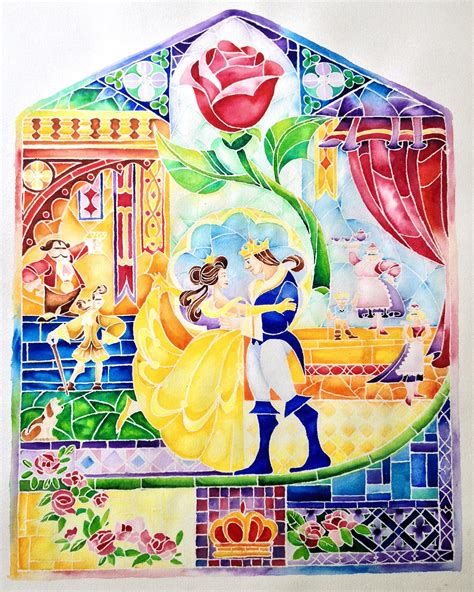 Beauty And The Beast Watercolor 24 X 18 Art