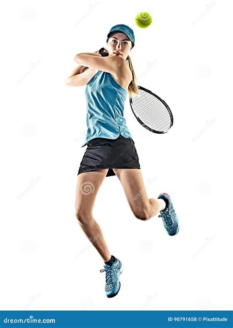 Silueta Aislada Mujer Del Tenis Foto De Archivo Imagen De Deportes Tenis 90791658