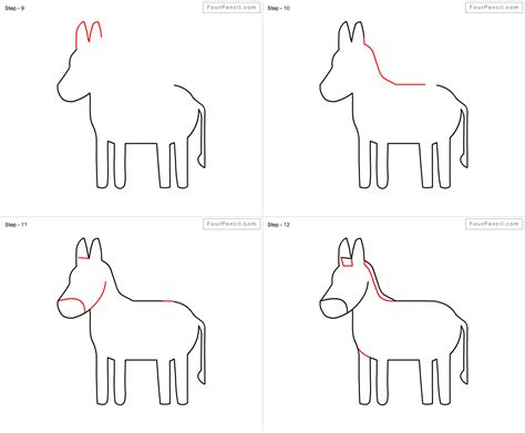 Fpencil: How to draw Donkey for kids step by step