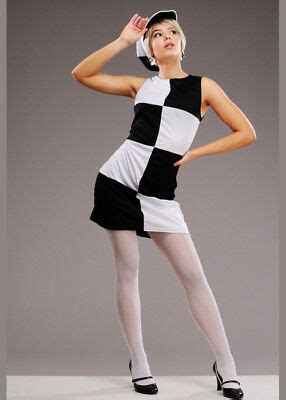 Womens 1960s Black And White Mary Quant Style Costume EBay