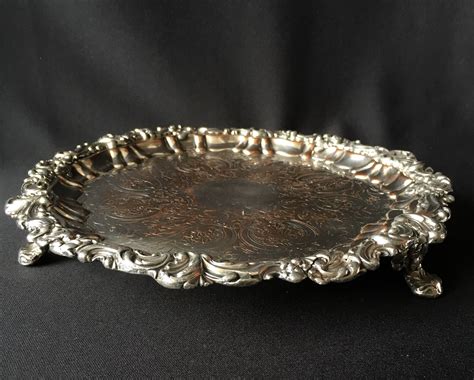 Old Sheffield Plate Tray Of Small Size On Three Legs C 1820