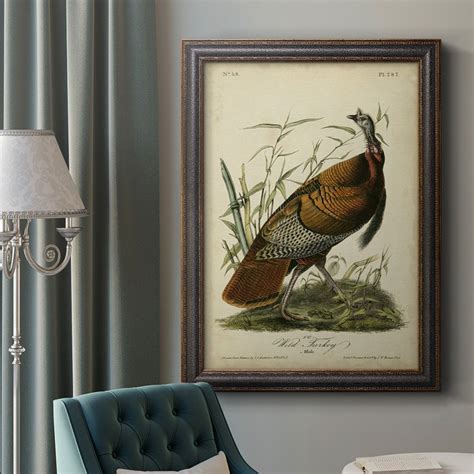 august grove® audubon wild turkey framed on canvas print wayfair