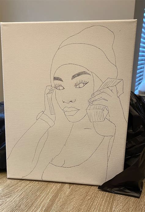 Black Woman Pre-drawn Pre-Sketched Canvas For Painting Adult | Etsy