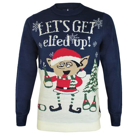 Mens Threadbare Christmas Jumper Xmas Novelty Funny Sweater Santa Elf Snowman Ebay