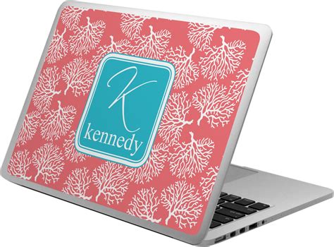 Custom Coral And Teal Laptop Skin Custom Sized Personalized