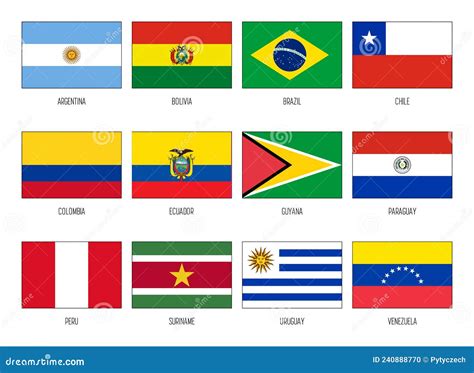 South America Vector National Flag Collection Stock Vector