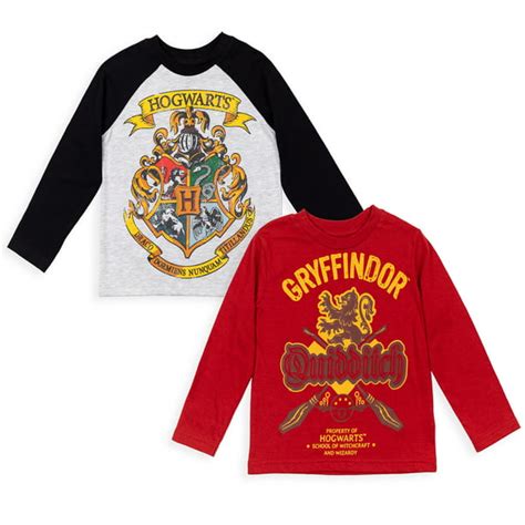 Harry Potter Gryffindor Hogwarts Little Boys 2 Pack Long Sleeve Graphic
