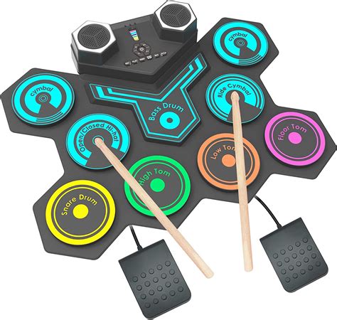 Portable Electric Drum Kit Cnapxaia Foldable Kids Drum Pad With Build