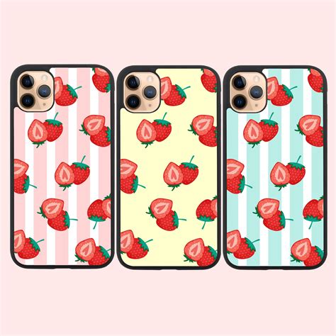 Cute Strawberries Pattern Phone Case For Iphone 13 Iphone 12 Etsy