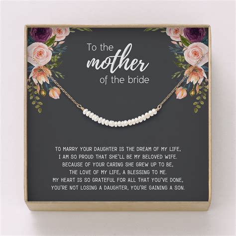 Either for bridesmaids and groomsmen or brides and grooms, you're sure to find the present they'll love and invited to a micro or virtual wedding? Mother of the Bride Gift Necklace •Pearl Bar Necklace ...