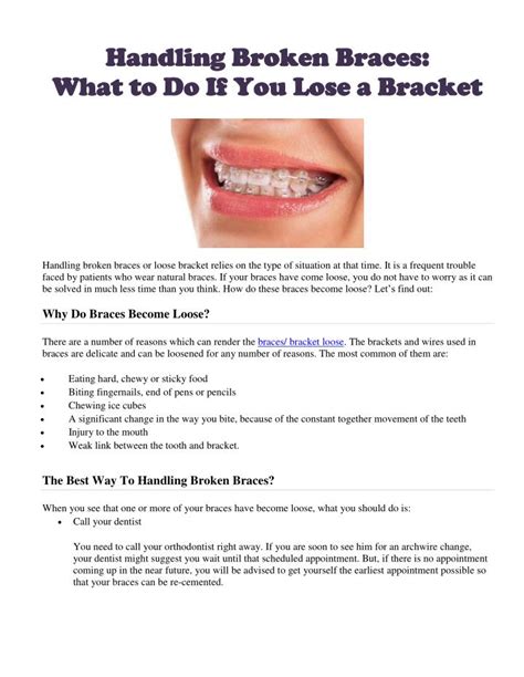 Ppt Handling Broken Braces What To Do If You Lose A Bracket