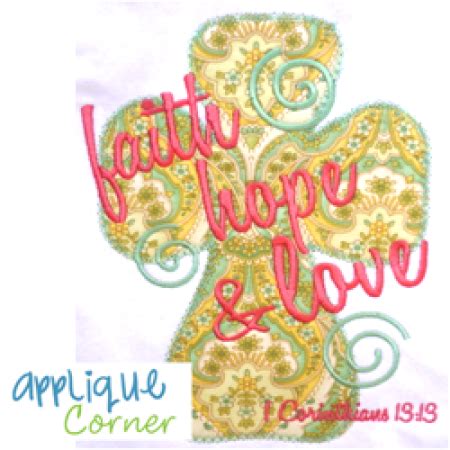Faith Hope Love Cross Applique Design | Applique designs, Cross applique, Embroidery projects