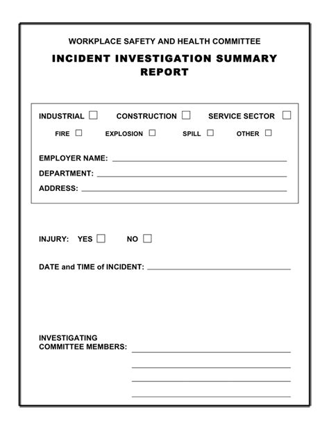 Incident Investigation Summary Report In Word And Pdf Formats