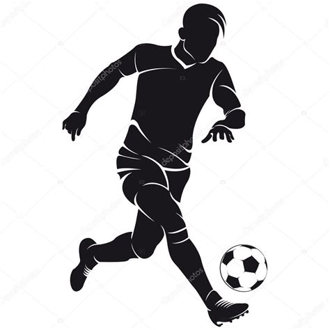 Vector De Fútbol Fútbol Jugador Silueta Con Bola Aislada 2023