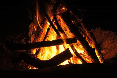 Free Photo Fire Campfire Flame Heiss Burn Wood Blaze Hippopx