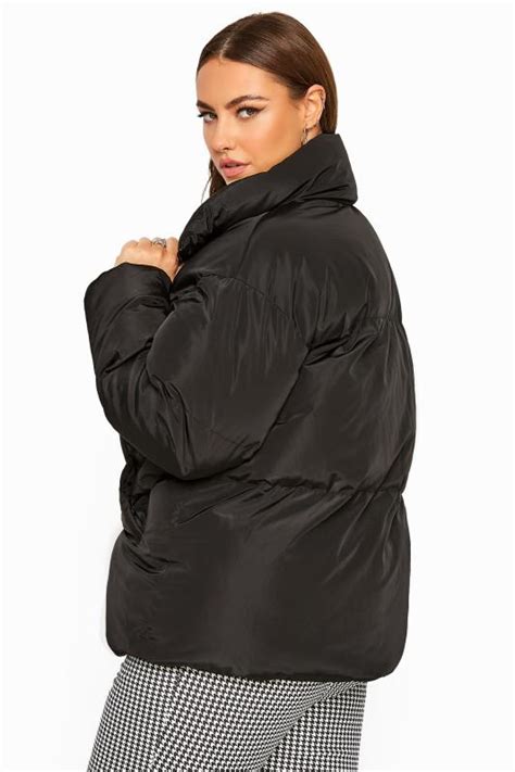 Black Cropped Puffer Jacket Yours Clothing