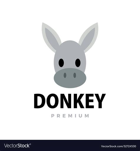 Cute Donkey Flat Logo Icon Royalty Free Vector Image