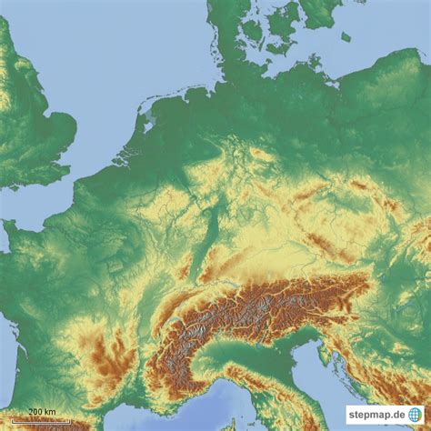 StepMap Europa Relief Landkarte für Deutschland
