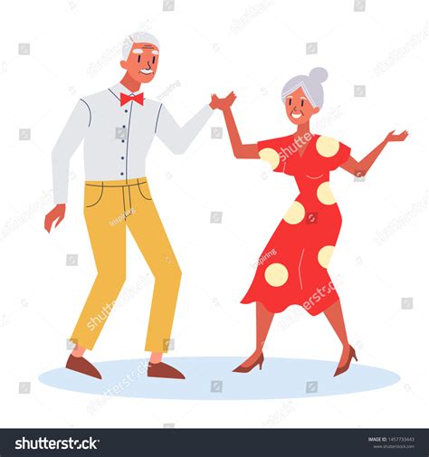 Happy Old Couple Dance Senoir Woman Stock Vector Royalty Free