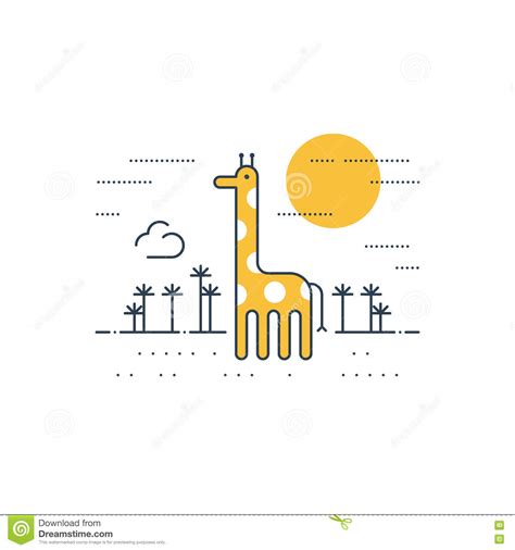 Giraffe Outdoor Simple Cartoon Stock Vector Illustration Of Linear