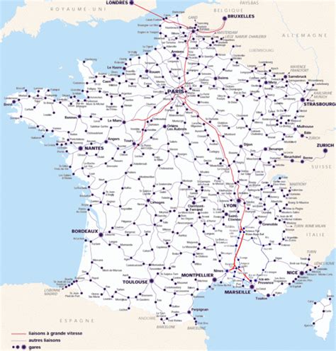 Map Of Sncf National Railway Network In France France • Mappery