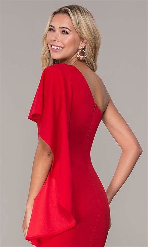 Red One Shoulder Cocktail Dress By Simply Winter Cocktail Dress One Shoulder Cocktail Dress