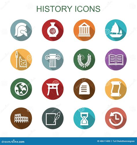 History Long Shadow Icons Stock Vector Illustration Of Building 48611408