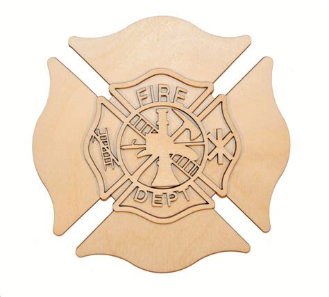Fireman Maltese Cross Wood Cut Out Unfinished Firefighter