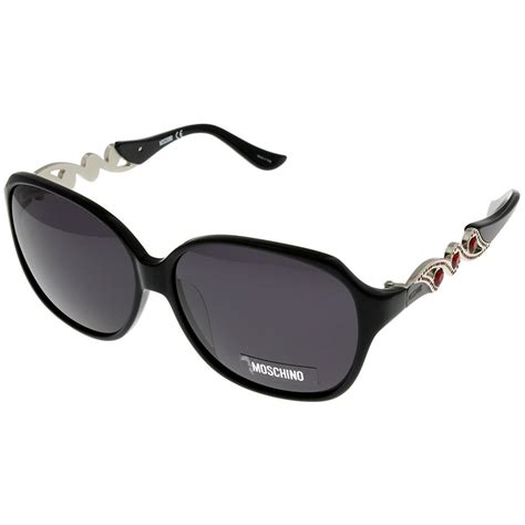 Moschino Moschino Sunglasses Womens Mo592 01 Shiny Black Palladium Rectangular Size Lens