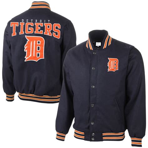 The detroit tigers are an american professional baseball team based in detroit. Detroit Tigers Pump Fake Varsity Jacket - Navy Blue ...