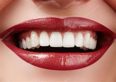 Beautiful Smile With Whitening Teeth Dental Photo Perfect Fashion Lips Makeup Health Happy