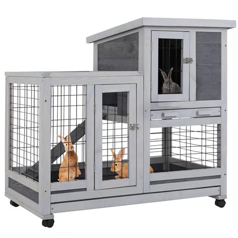 Belk Wooden Rabbit Hutch Elevated Pet House Bunny Cage Small Animal