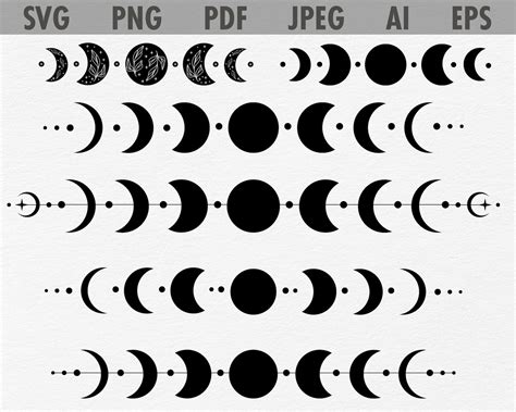 Moon Phase Svg Bundle Crescent Moon Svg Moon Phase Icon Etsy Canada