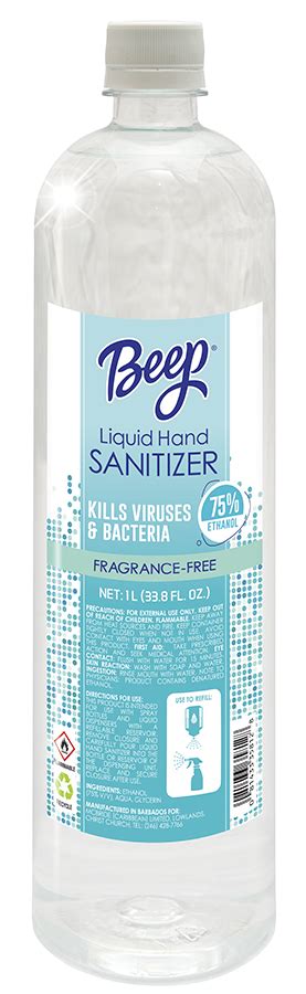 Maxisoft hand sanitizer contains 76% alcohol to combat with germs, virus & bacteria and is enriched with the goodness of vitamin e, aloe vera and lemon. Beep Liquid Hand Sanitizer 1 Litre - BEEP Products