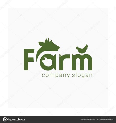Granja Logotipo Simple Signo Animal Granja Logotipo Verde Para Cría