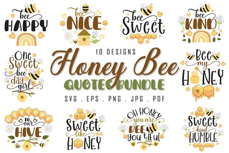 Honey Bee Quotes Svg Bundle Bee Sublimation Bundle By Dapiyupi