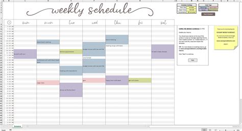 Elegant Weekly Schedule Excel Template Savvy Spreadsheets