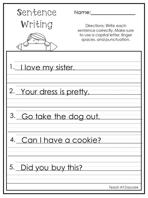 10 Printable Write The Sentence Worksheets Made By Teachers