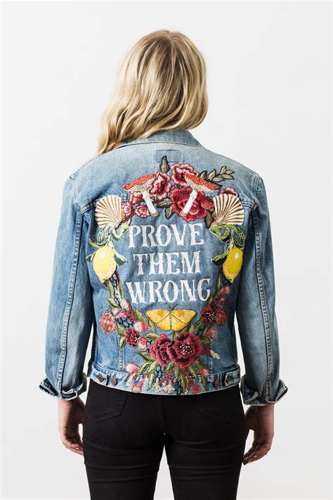 Denim And Bone Prove Them Wrong Embroidered Vintage Denim Jacket