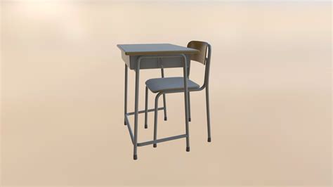 Japanese School Desk Set 3d Model By Manpuku Studio Manpuku