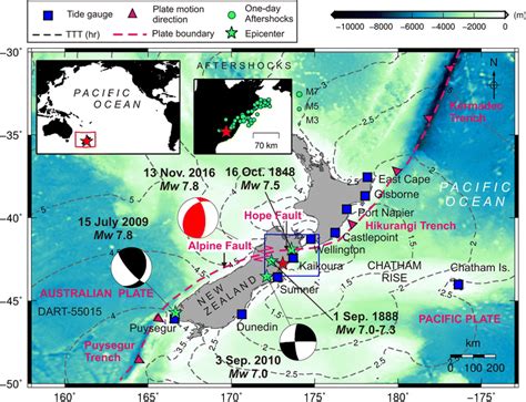 Prime minister john key confirmed on sunday evening (gmt) that two people had lost their lives and and several. Epicentral area of the 13 November 2016 New Zealand tsunamigenic... | Download Scientific Diagram