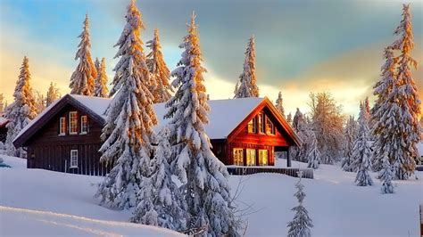 Hd Wallpaper Blizzard Snowfall Snowy Cottage Village Mountain
