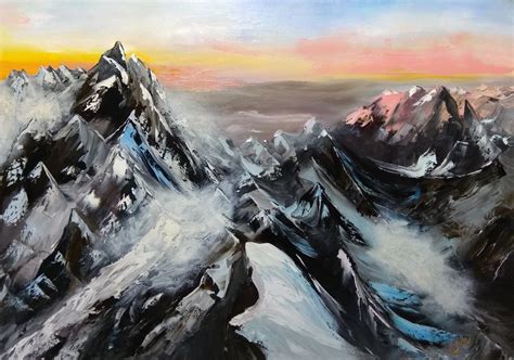 European Mount Abstract Mountain Canvas Art Mountain Painting Etsy