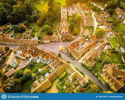 Aerial View Of Castle Combe Village In England Stock Image Image Of