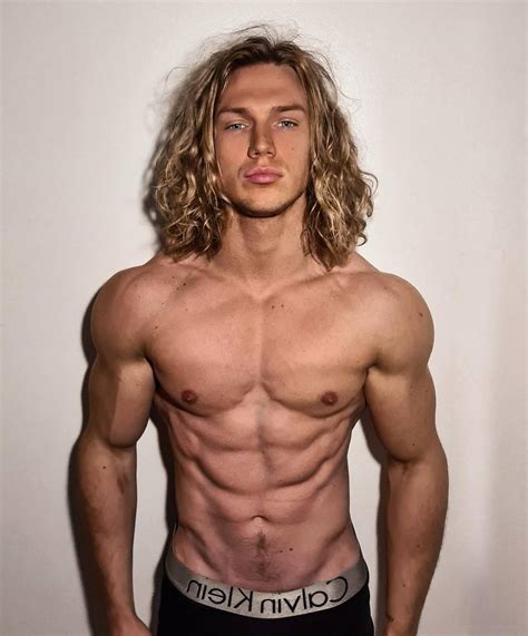 Shirtless Hot Guy Long Hair Benjamin Ahlblad Strong Muscle Body