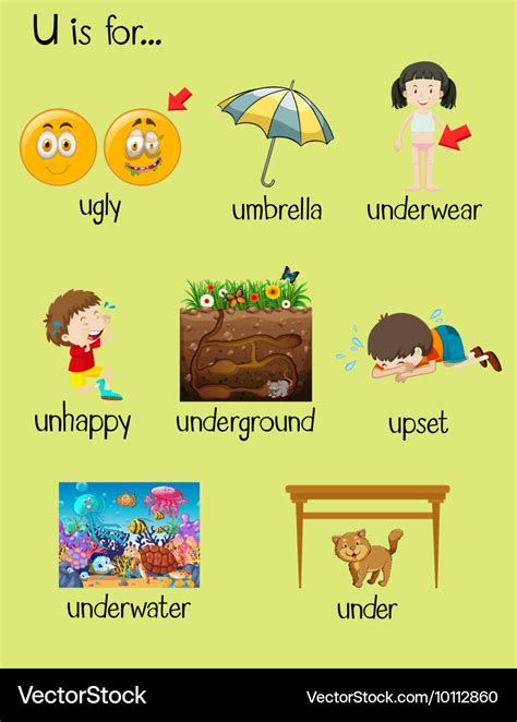 Many Words Begin With Letter U Royalty Free Vector Image