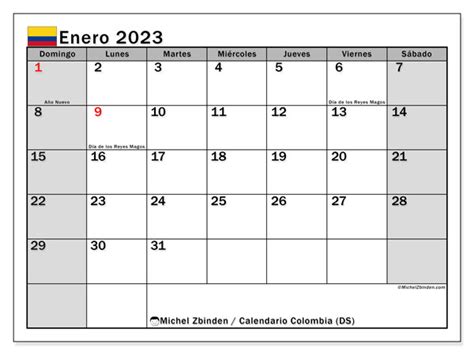 Calendario Enero 2023 Colombia Con Festivos Para Imprimir Kulturaupice